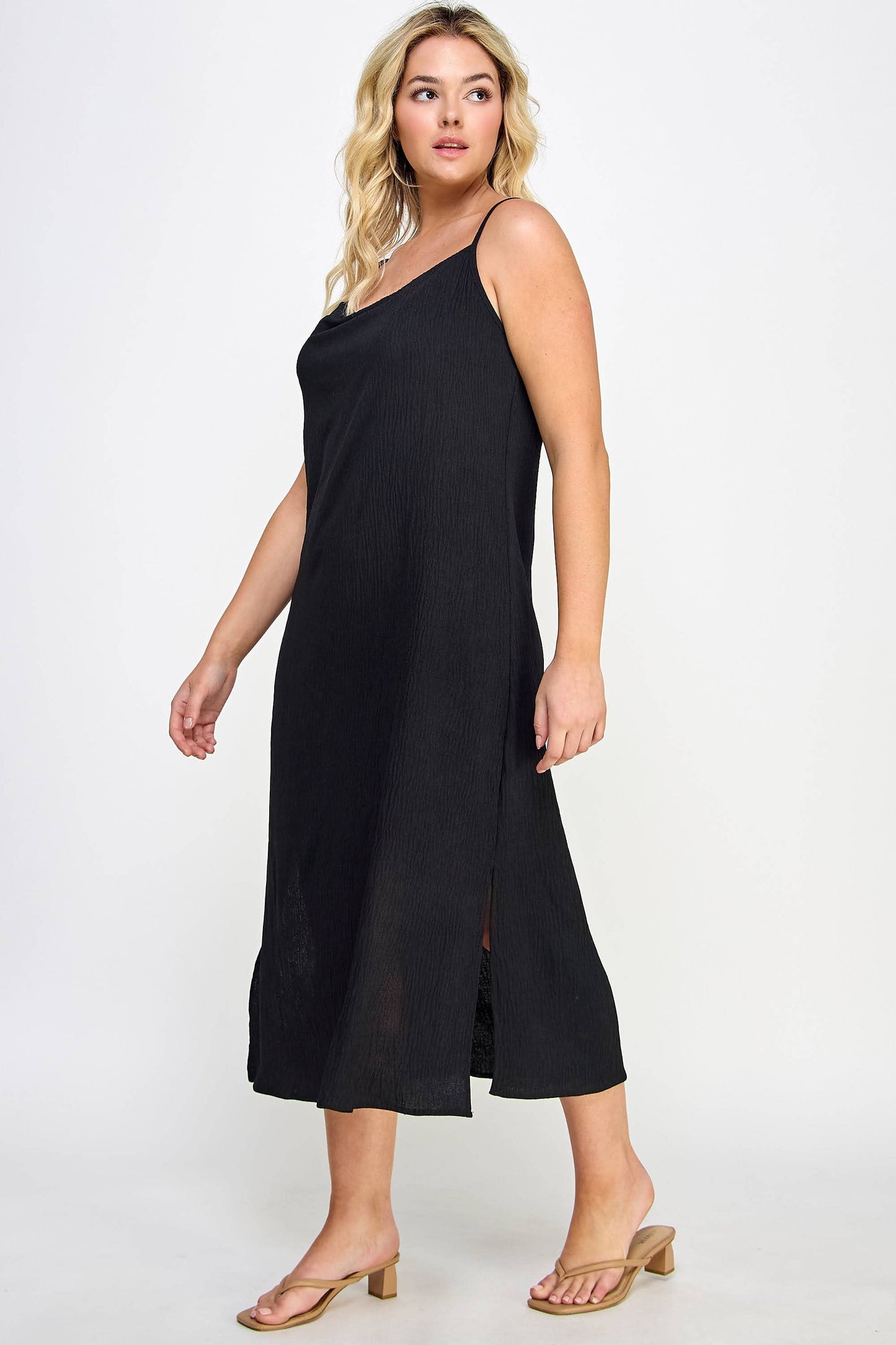Plus Size Cowl Neck Midi Slip Dress