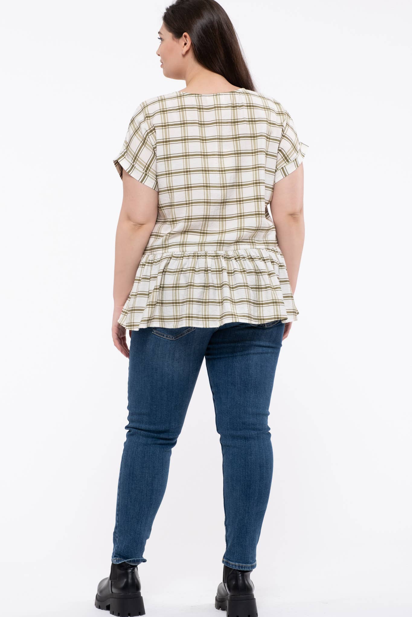 Olive Grid Top