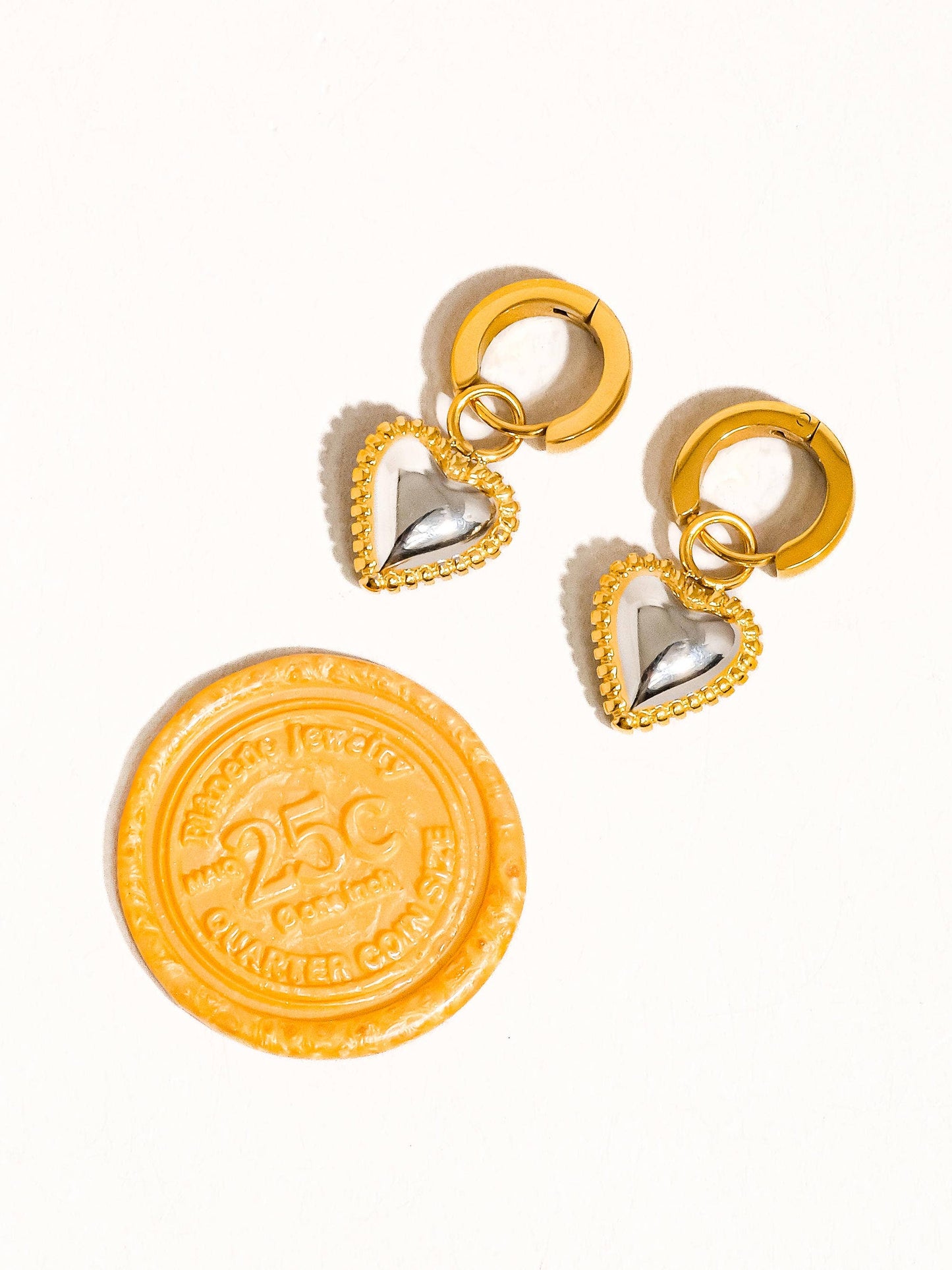 Two Tone Classic Heart Earring