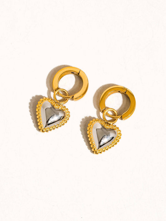 Two Tone Classic Heart Earring