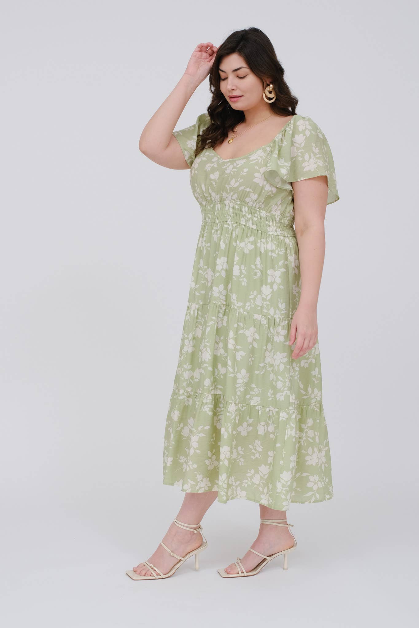 Curvy Matcha Floral Dress