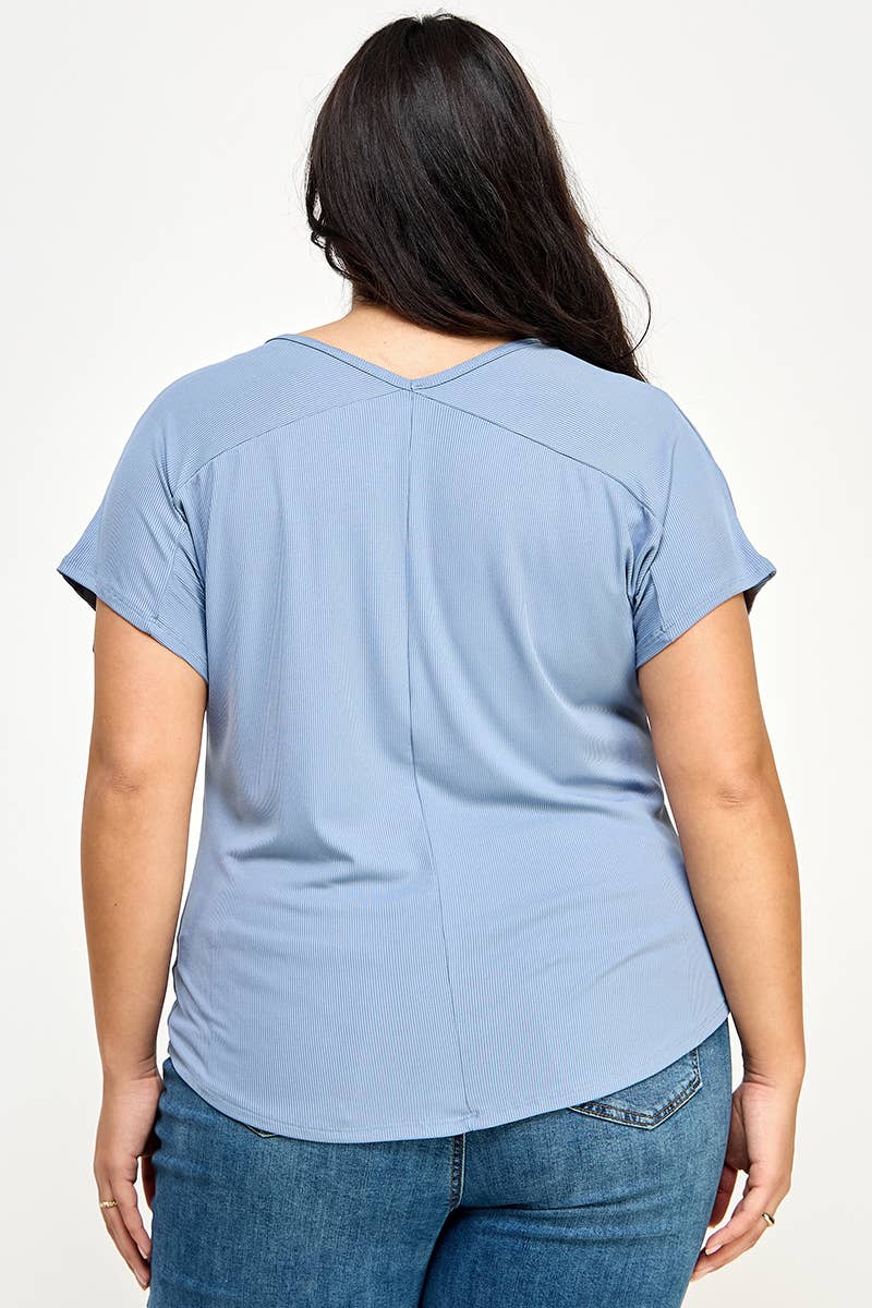 Plus Size Solid Ribbed Top