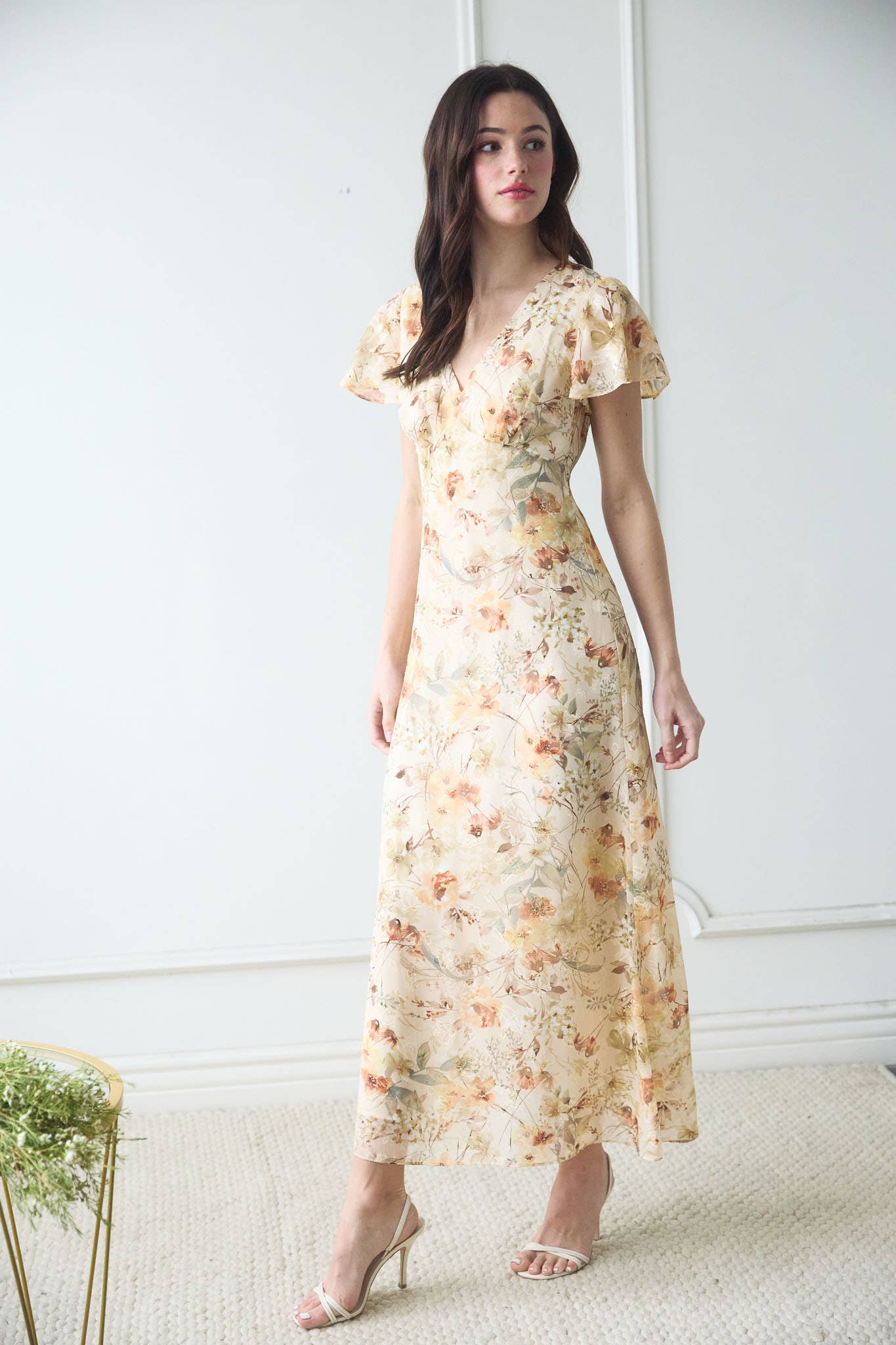 Cream Floral Dress