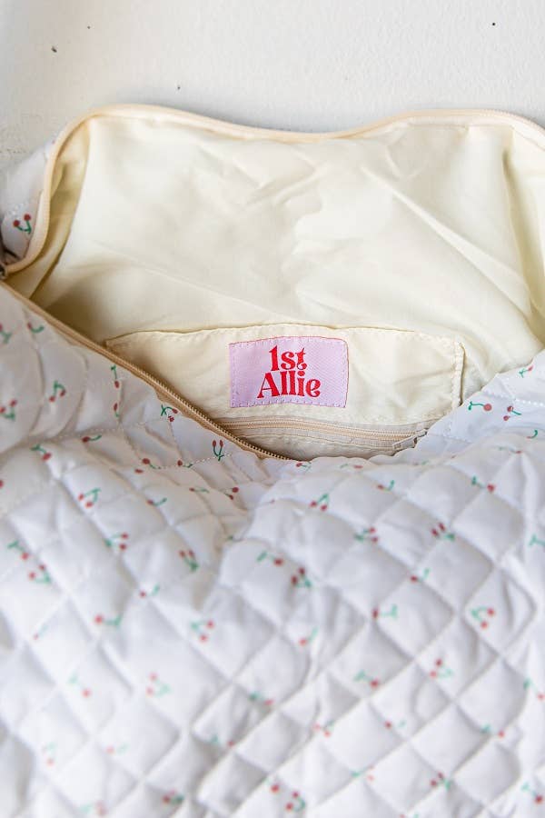 Cherry Quilted Large Tote