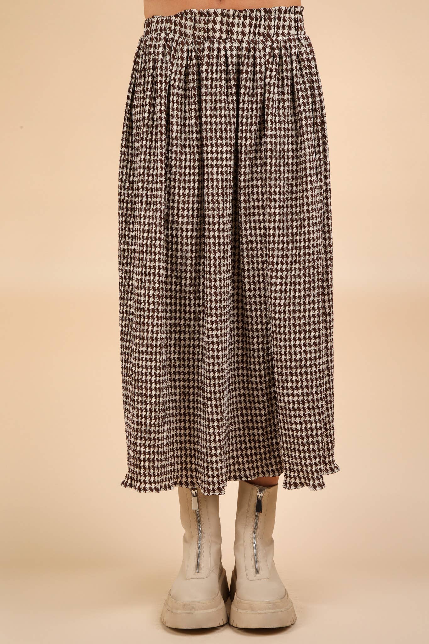Plus Size Houndstooth Midi Skirt