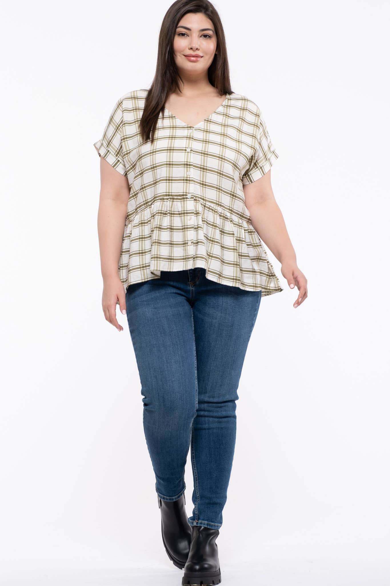 Olive Grid Top