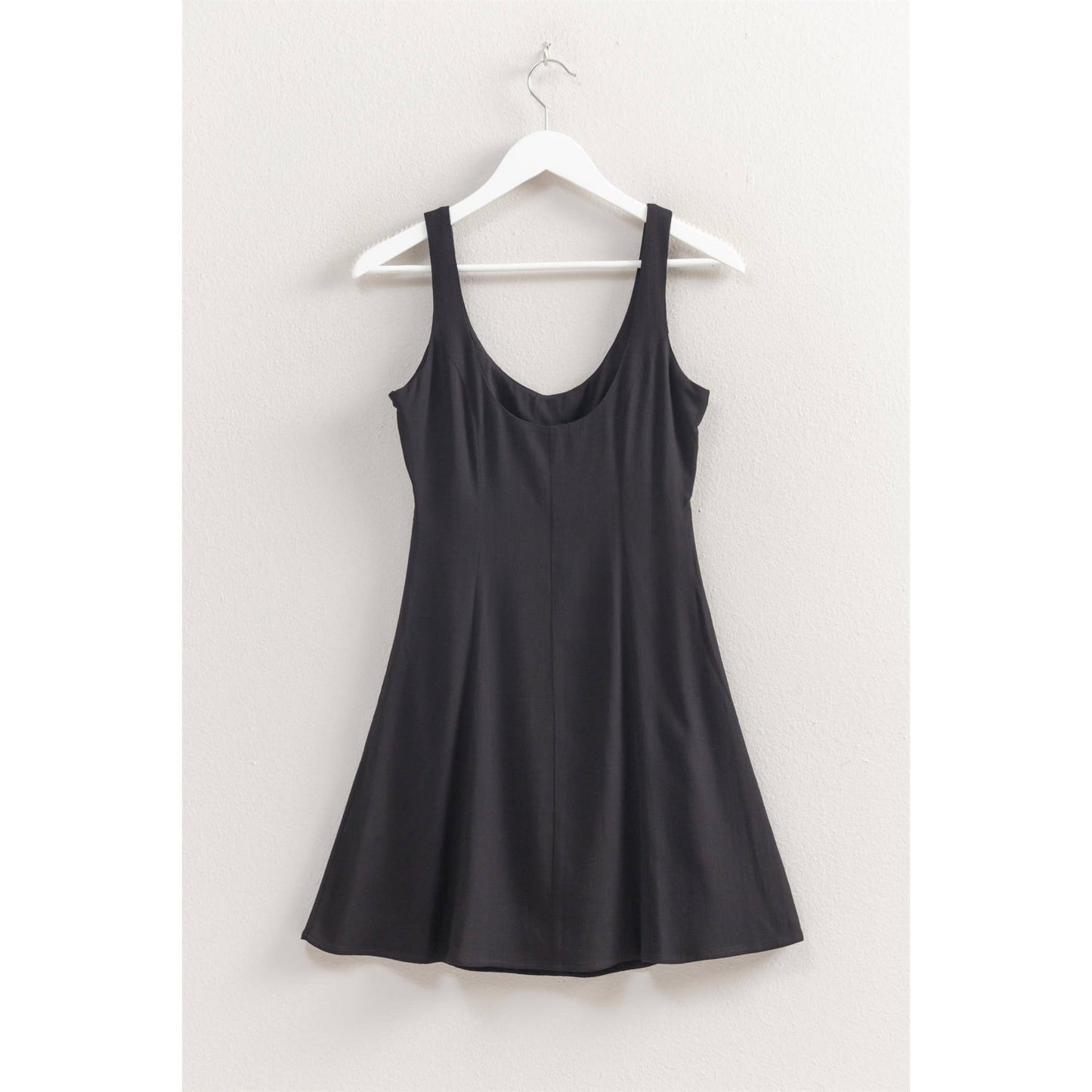 HF25C991-Stretchy Linen Sleeveless Mini Dress