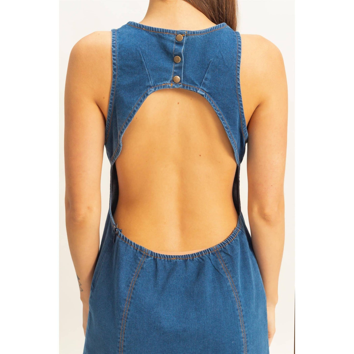Denim Open Back Mini Dress