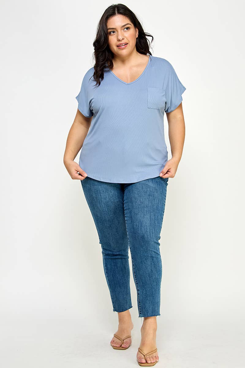 Plus Size Solid Ribbed Top