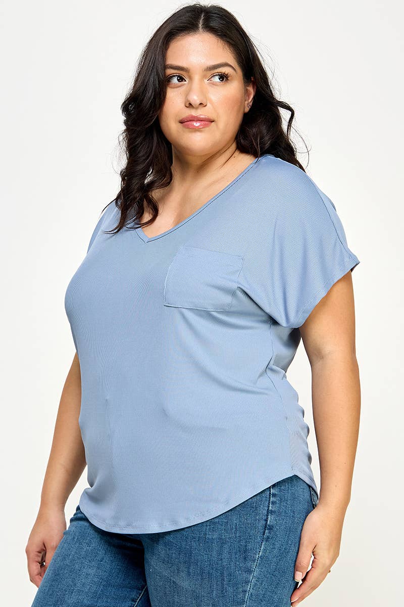 Plus Size Solid Ribbed Top
