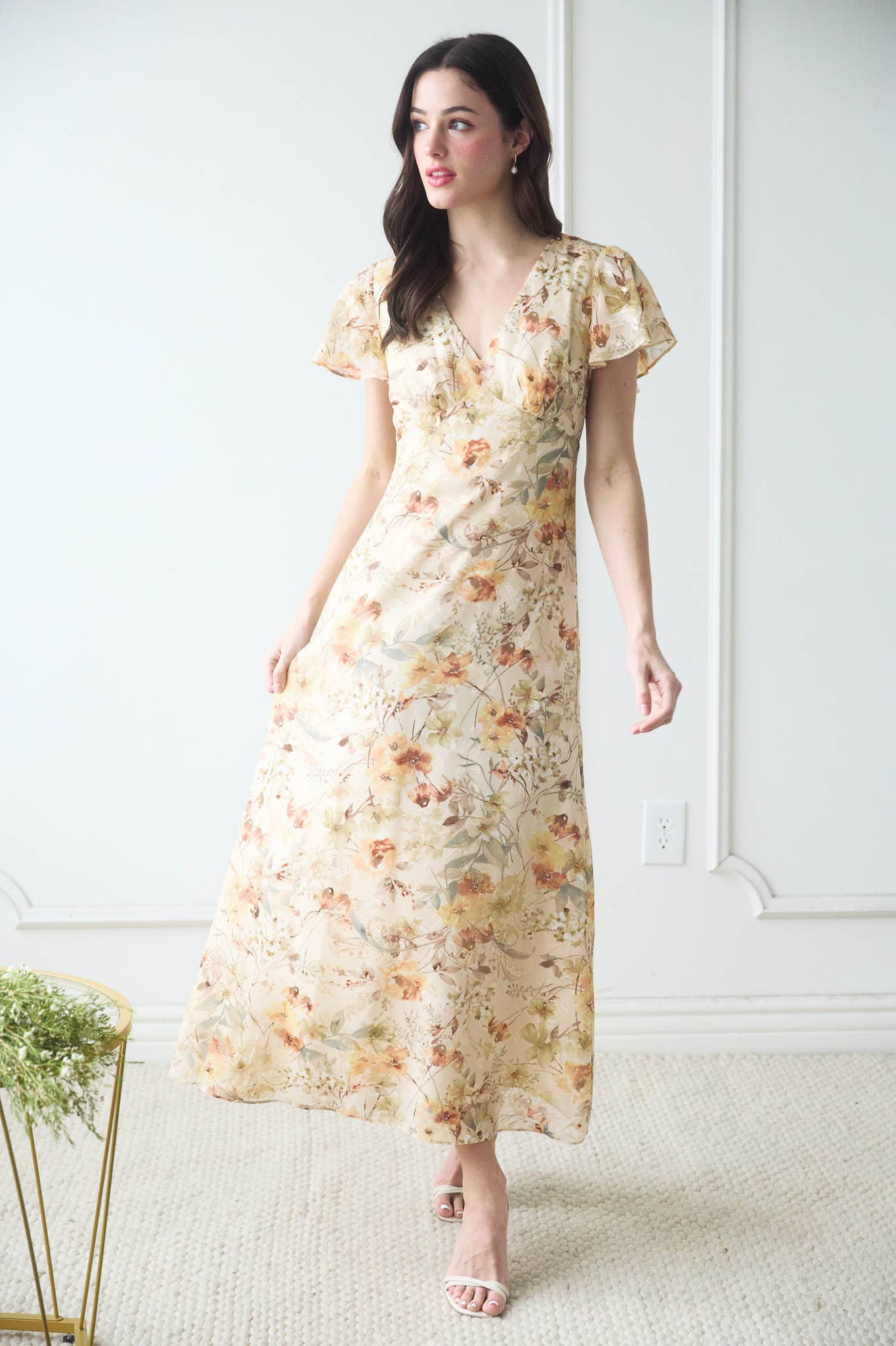 Cream Floral Dress
