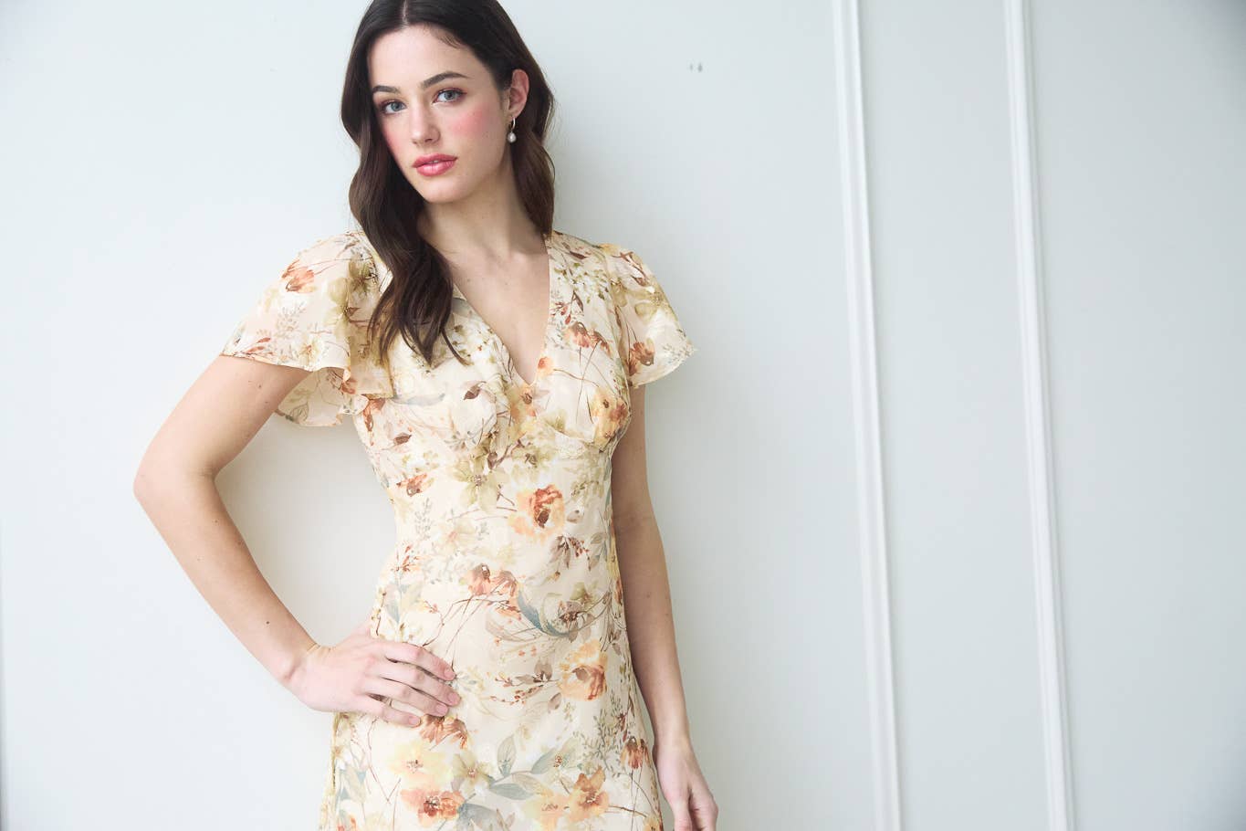Cream Floral Dress