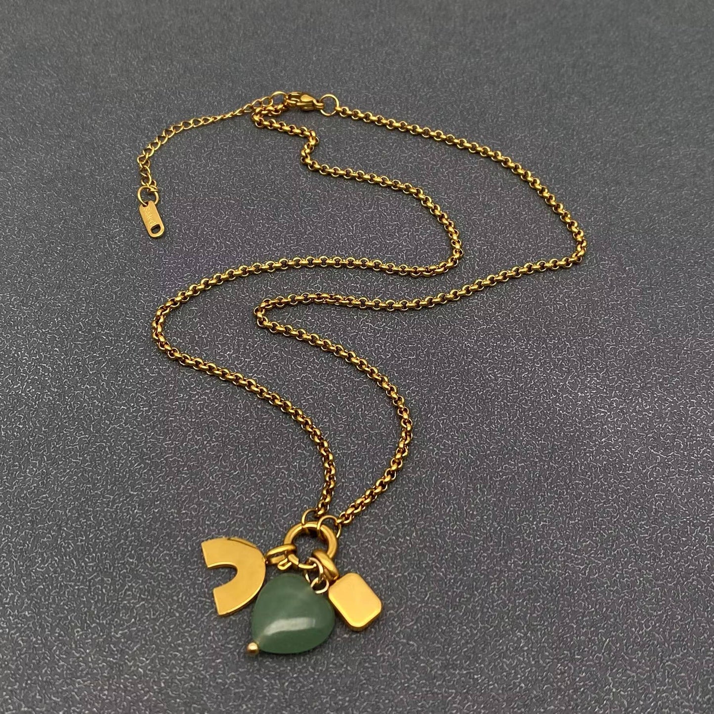 Rainbow & Green Aventurine Heart Necklace