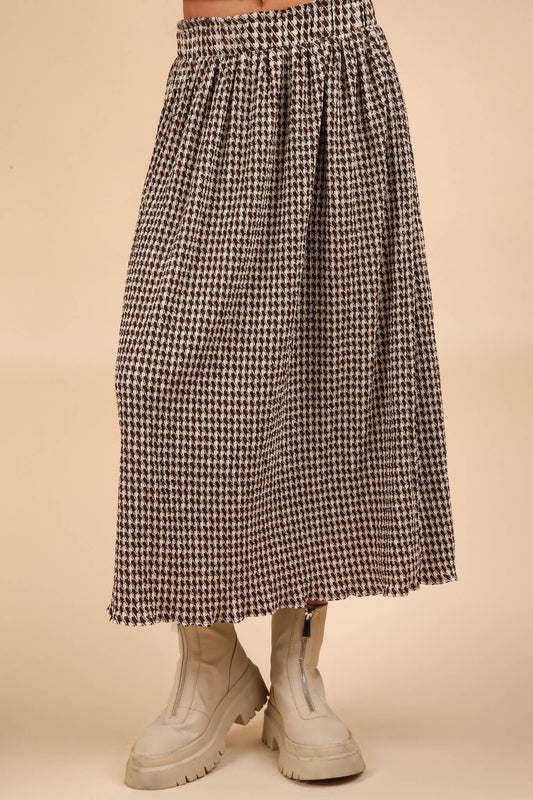 Plus Size Houndstooth Midi Skirt