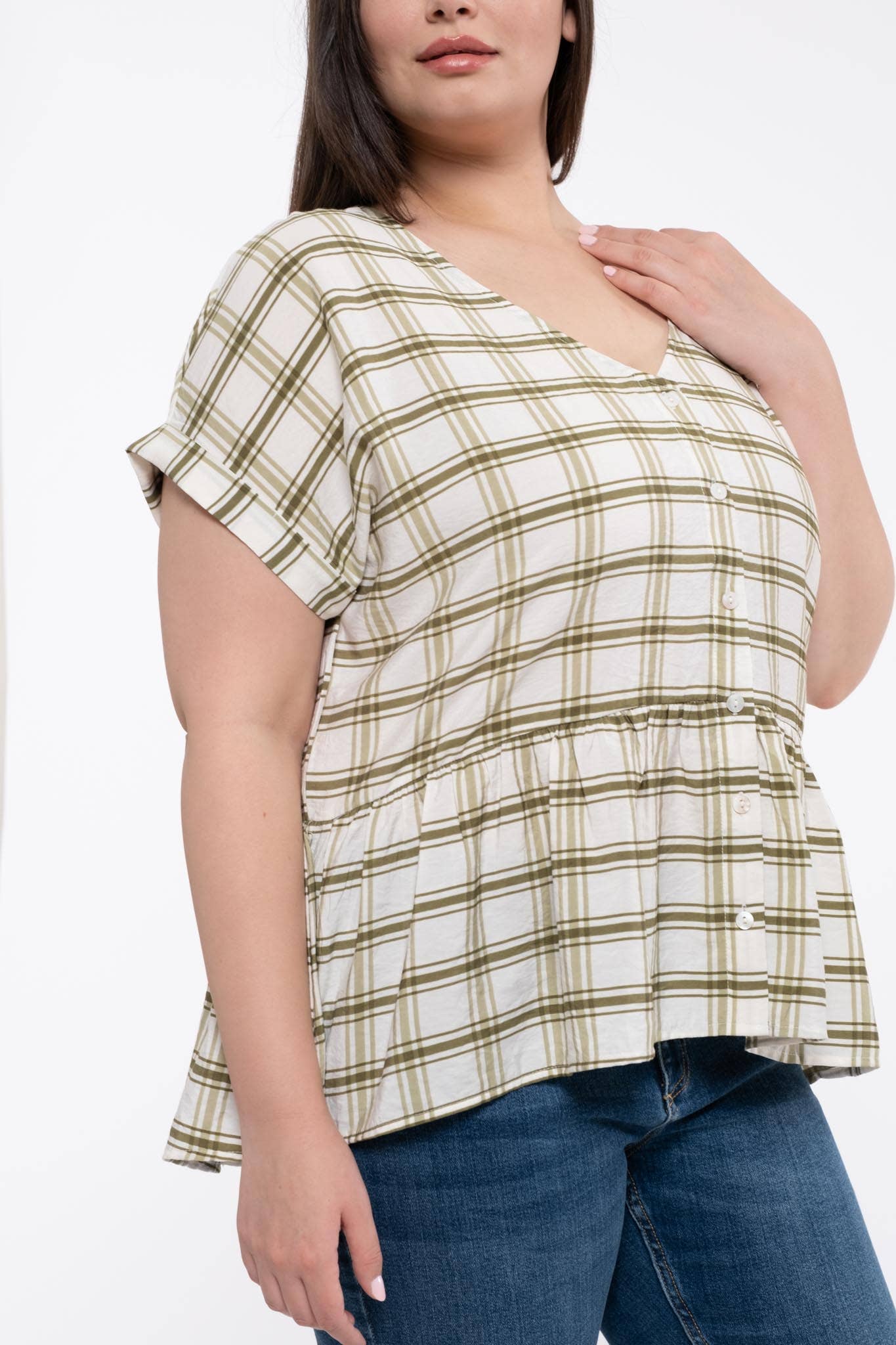 Olive Grid Top