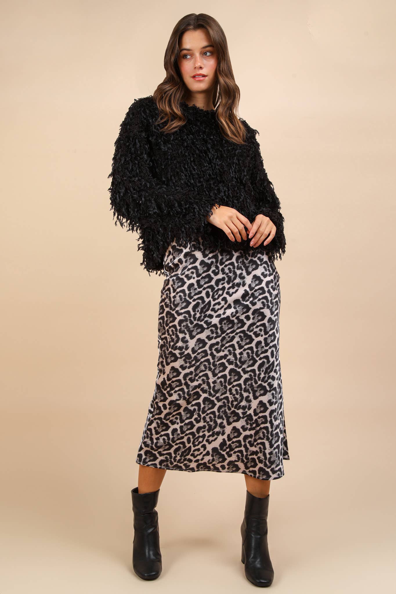 Leopard Printed Midi Skirt