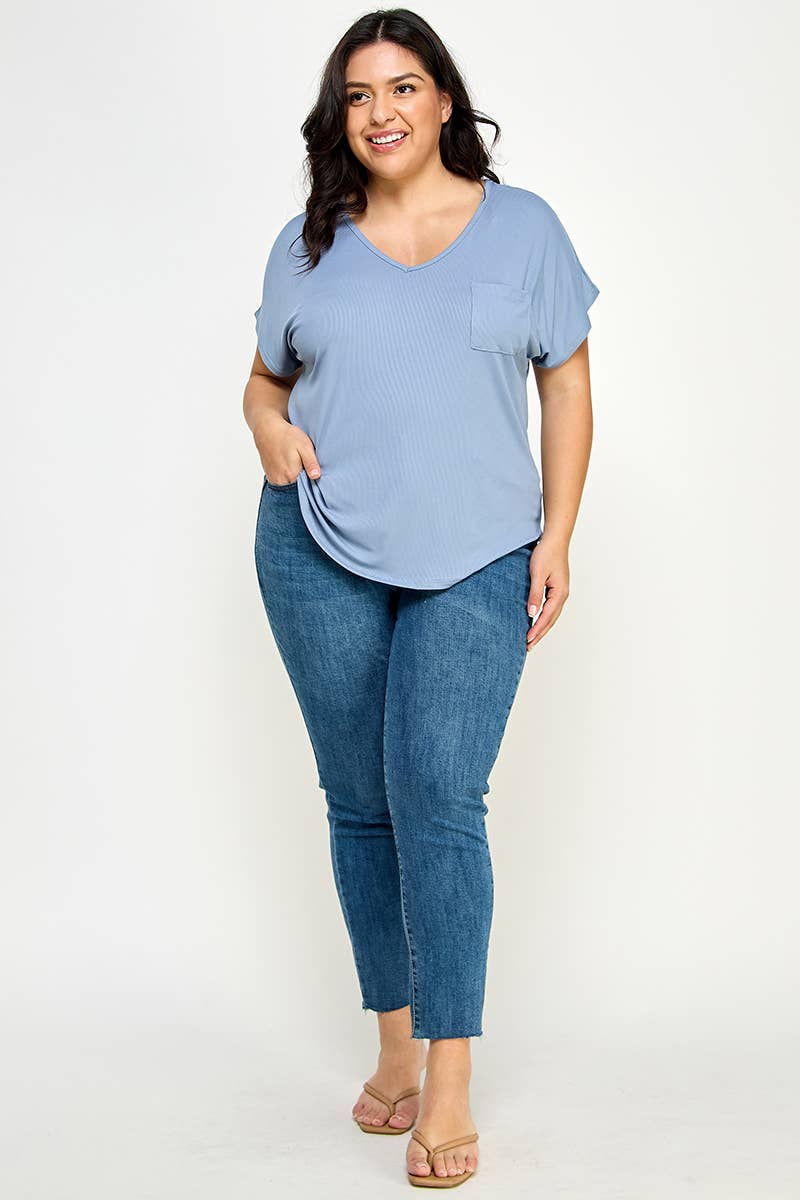 Plus Size Solid Ribbed Top