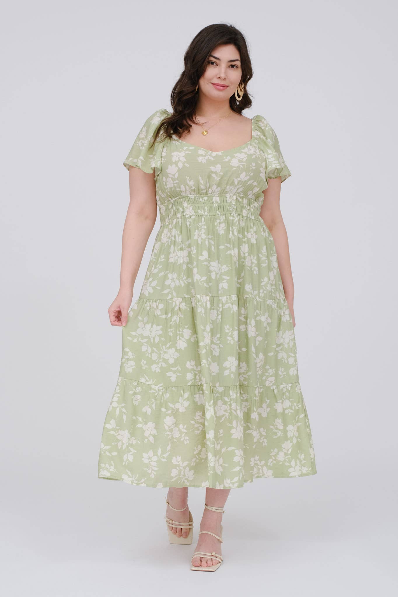 Curvy Matcha Floral Dress