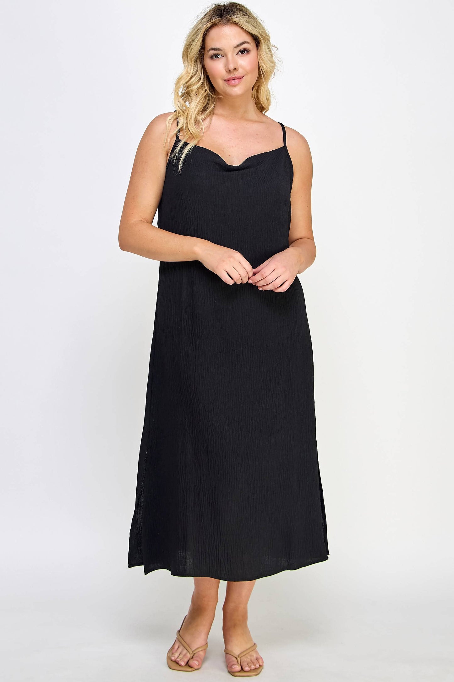 Plus Size Cowl Neck Midi Slip Dress