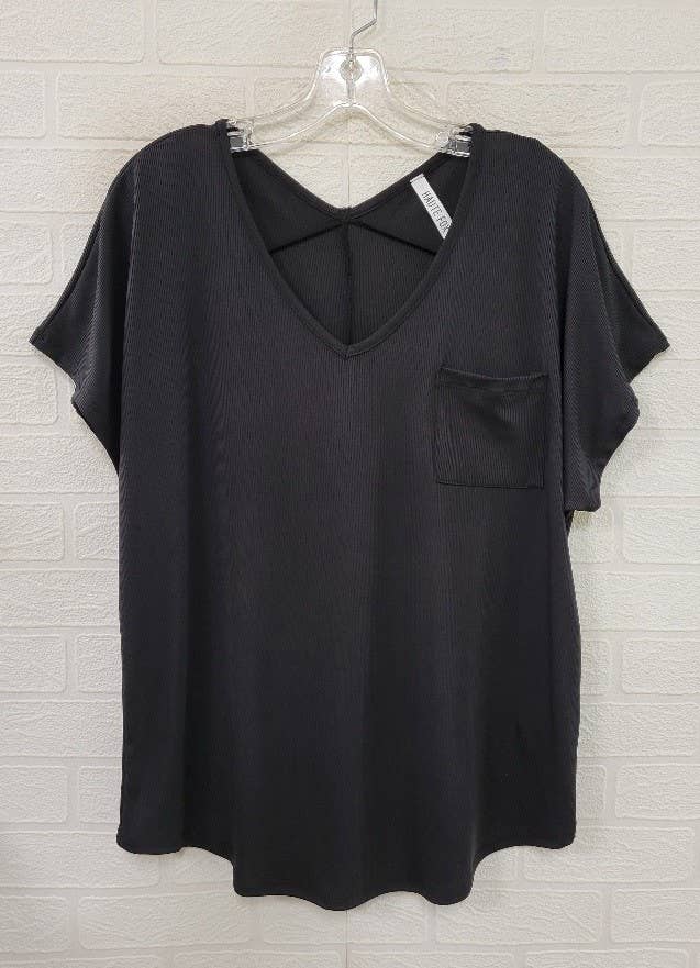 Plus Size Solid Ribbed Top