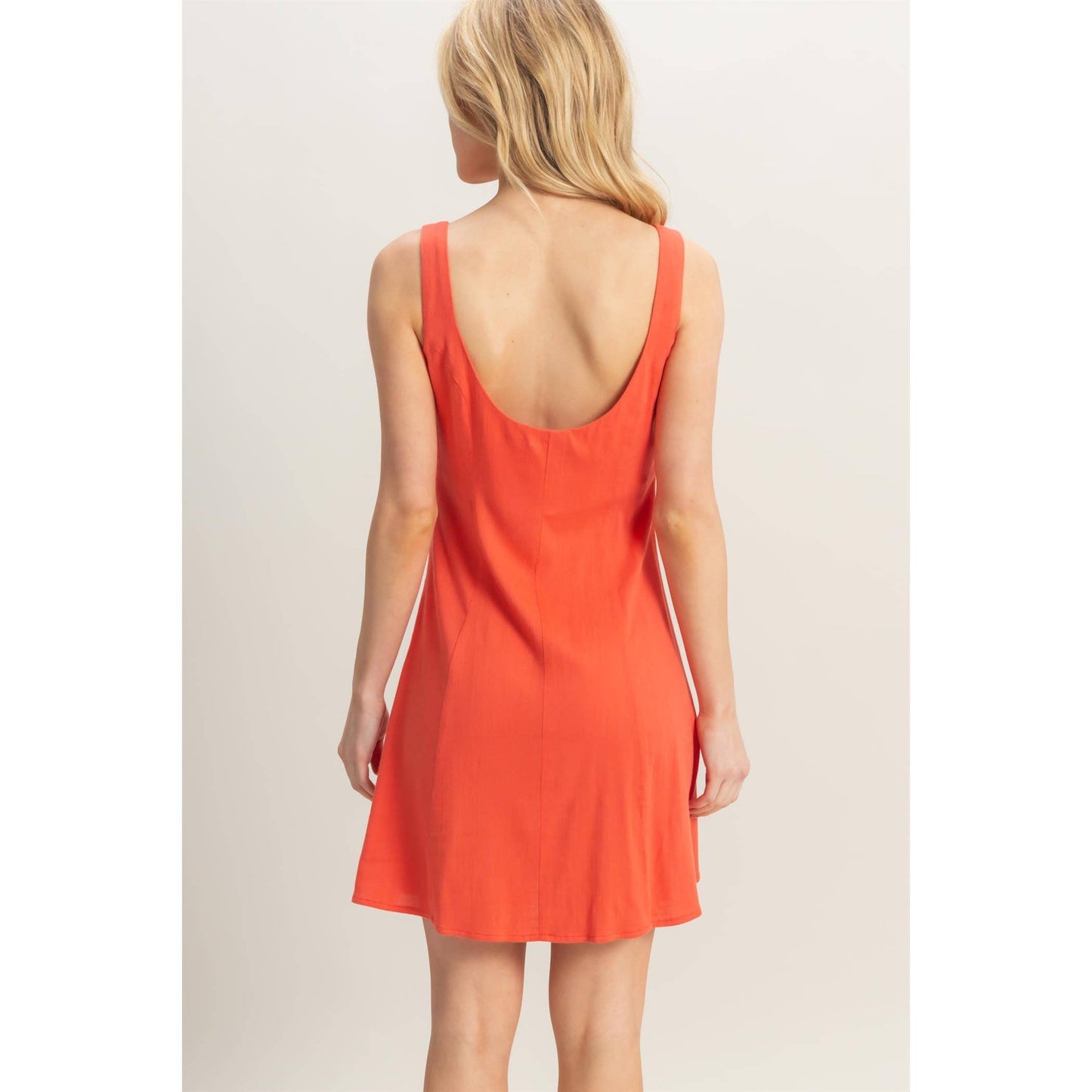 HF25C991-Stretchy Linen Sleeveless Mini Dress