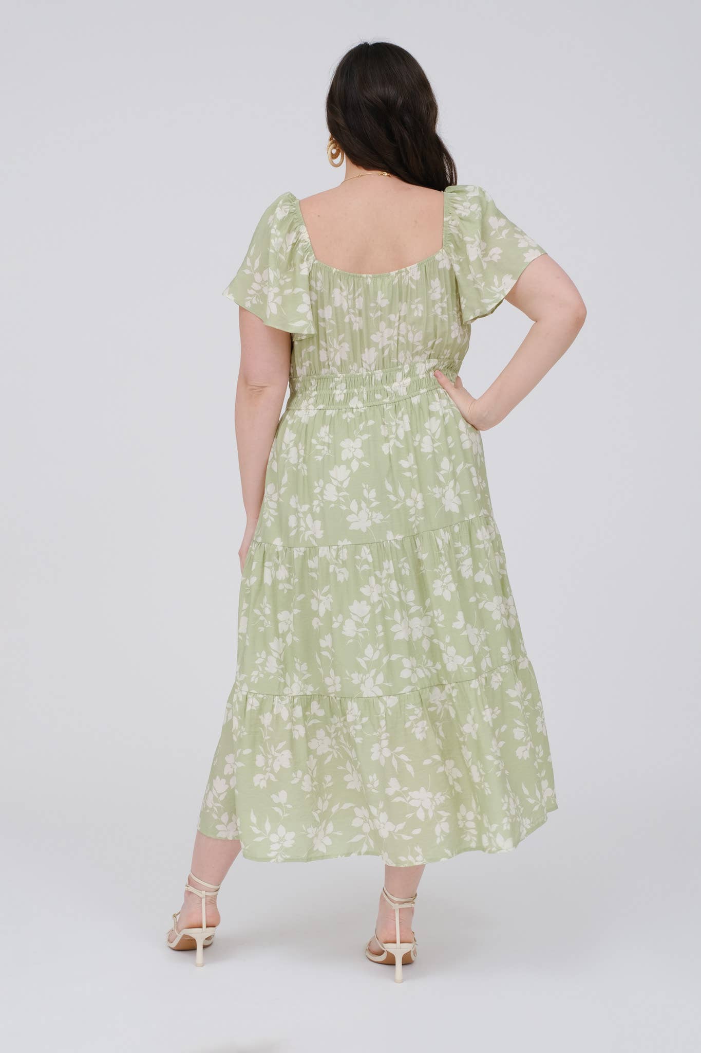 Curvy Matcha Floral Dress