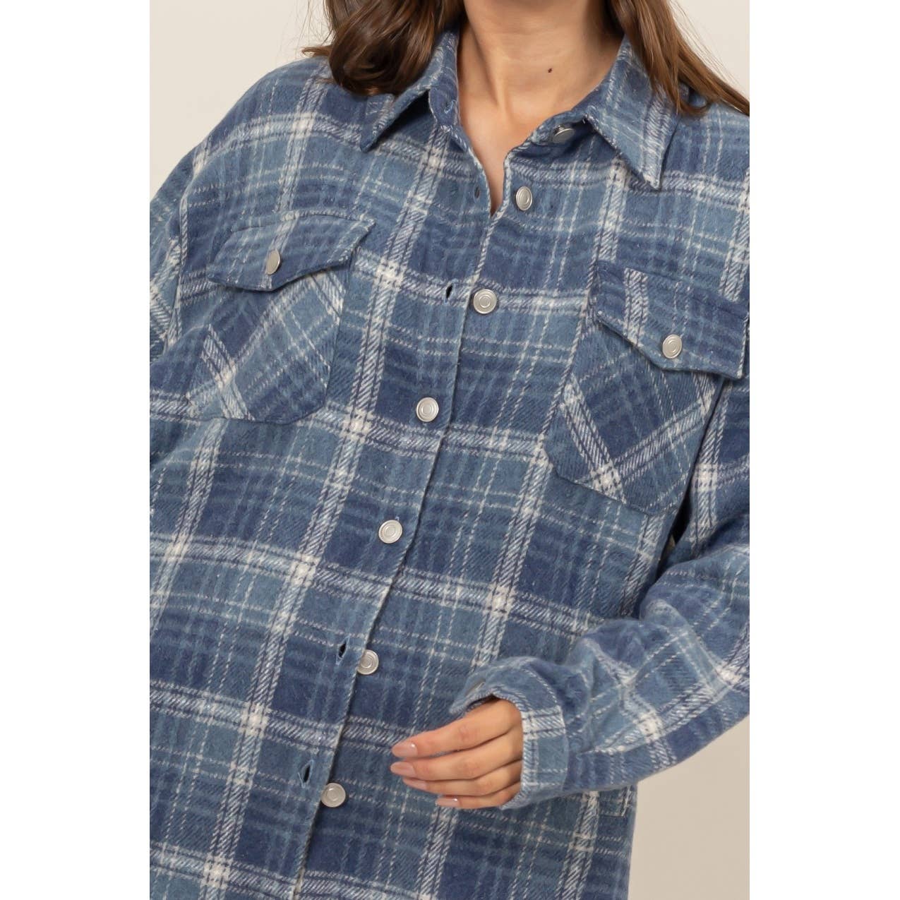 Plaid Shacket With Pockets