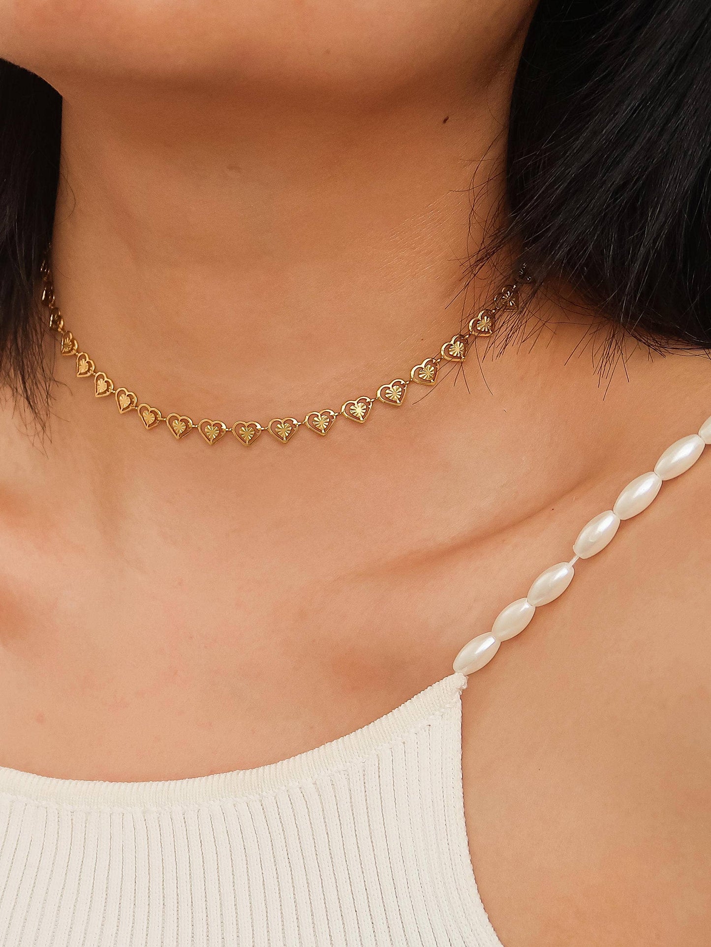 Gold Dainty Heart Choker