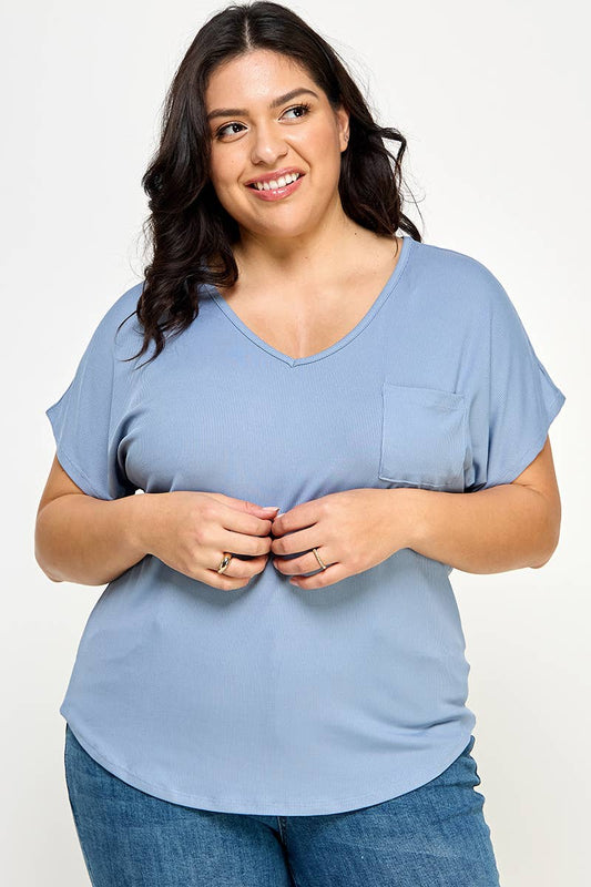 Plus Size Solid Ribbed Top
