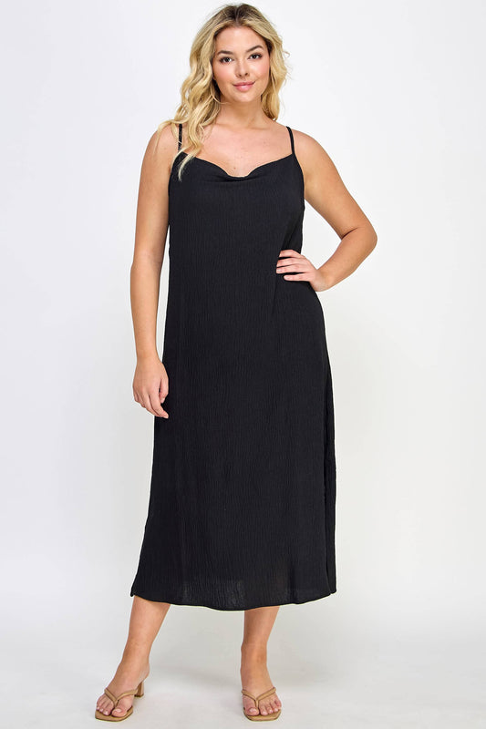 Plus Size Cowl Neck Midi Slip Dress