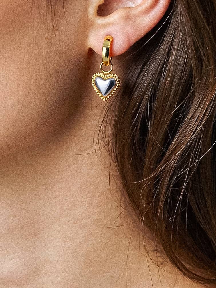 Two Tone Classic Heart Earring