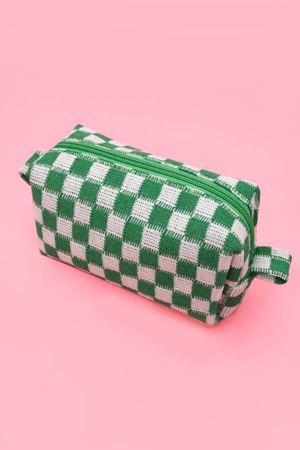 Checkered Cosmetic Bag