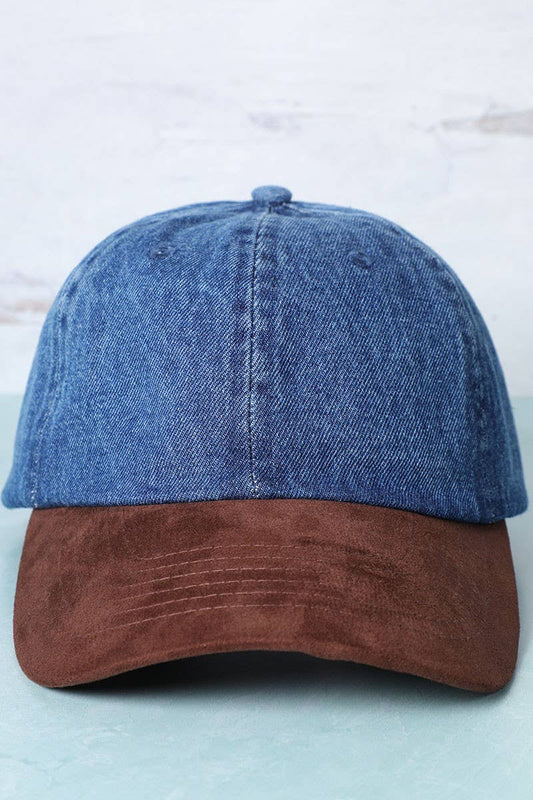 Brown Suede Visor Denim Baseball Cap Hat