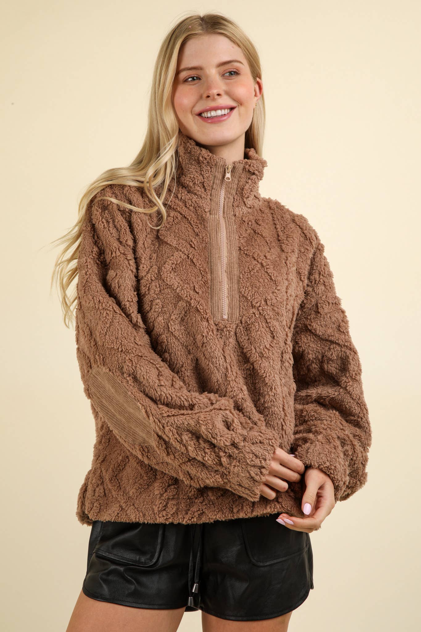 Fuzzy Fleece Henley Top