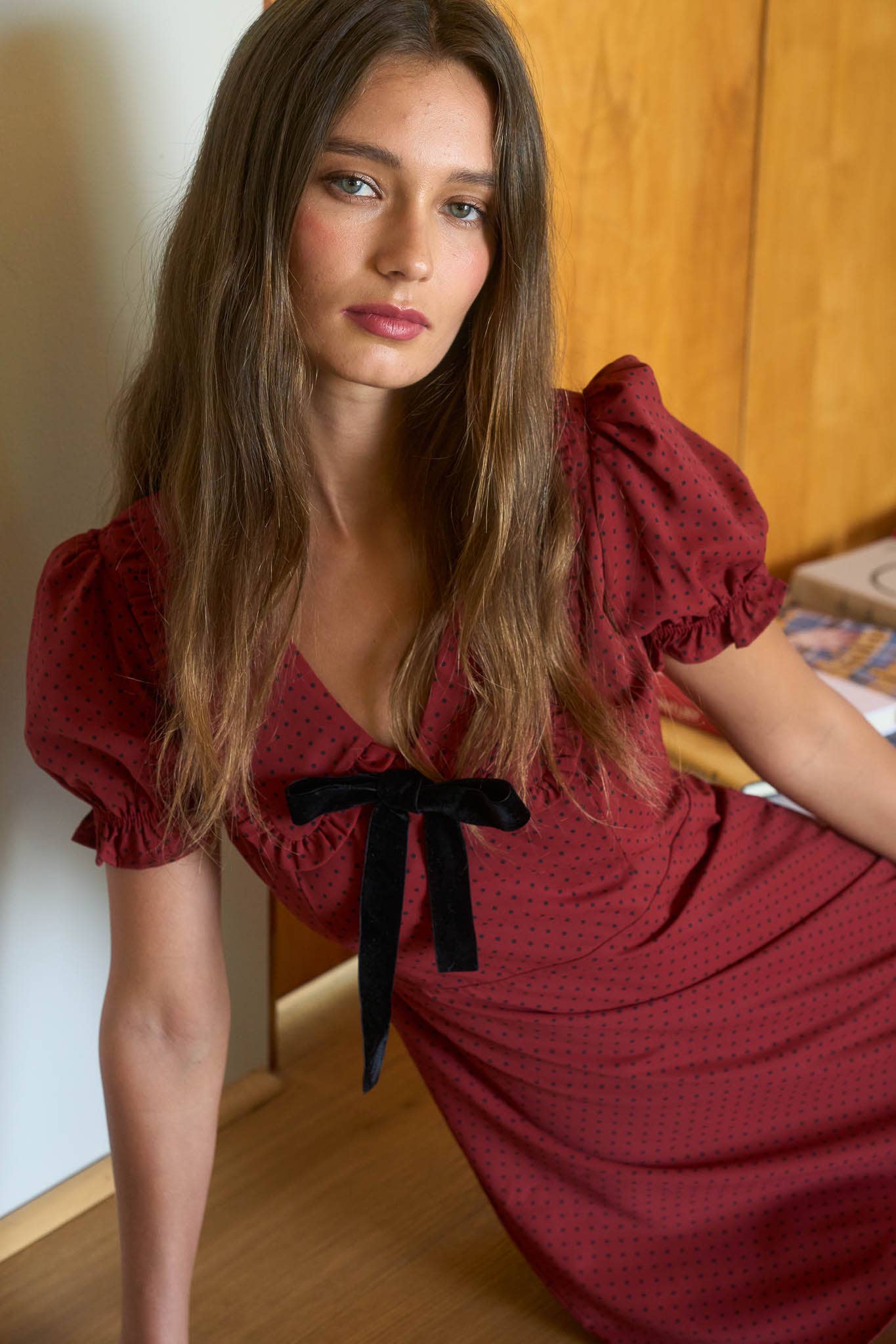 Collared Polka Dot Mini Dress