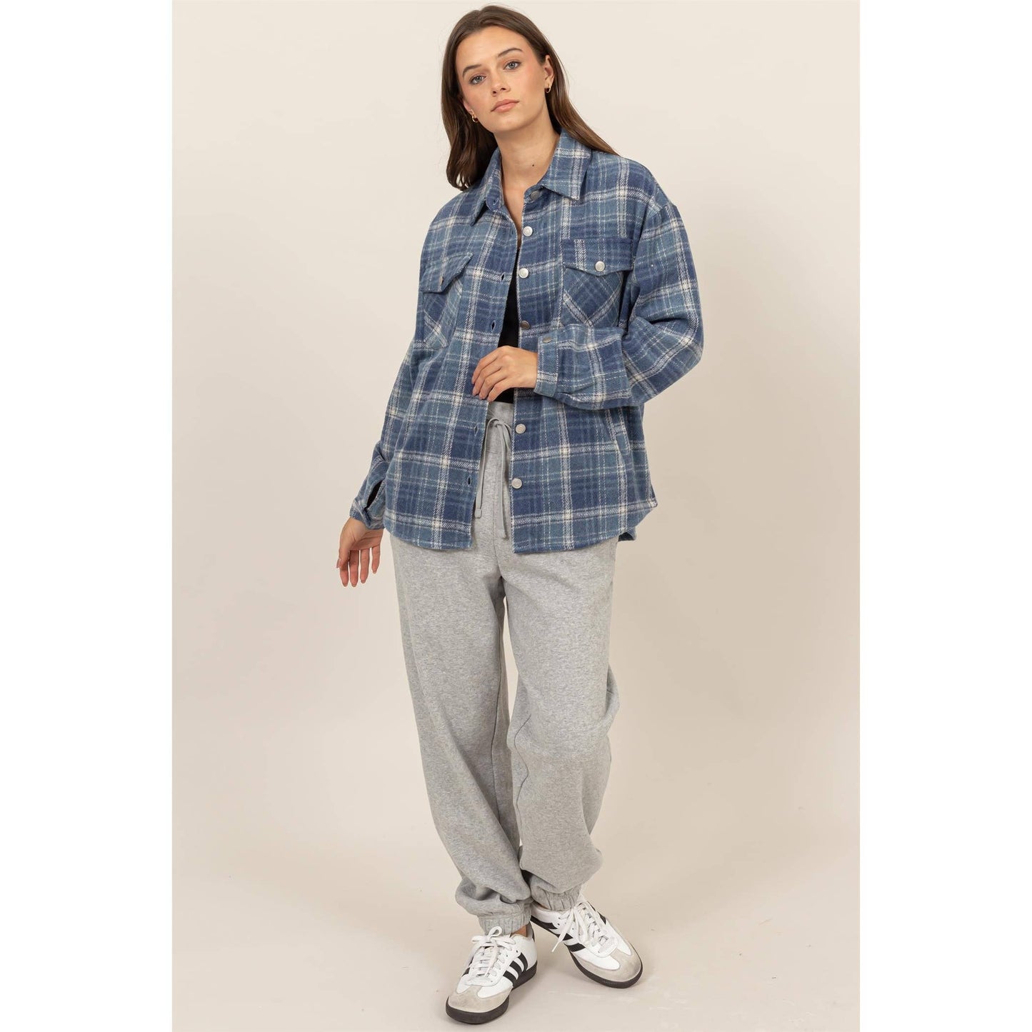 Plaid Shacket With Pockets