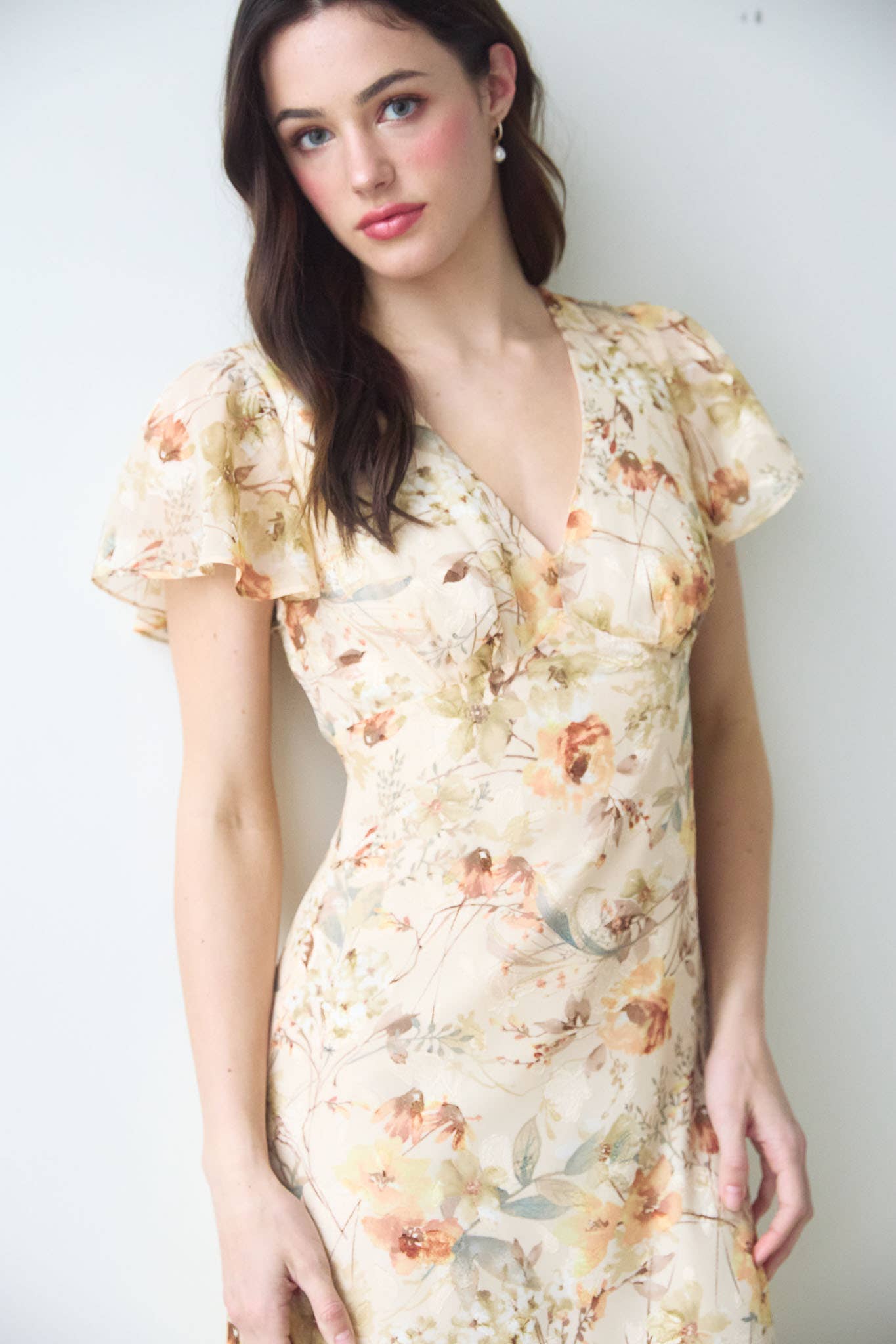 Cream Floral Dress