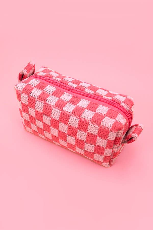 Checkered Cosmetic Bag