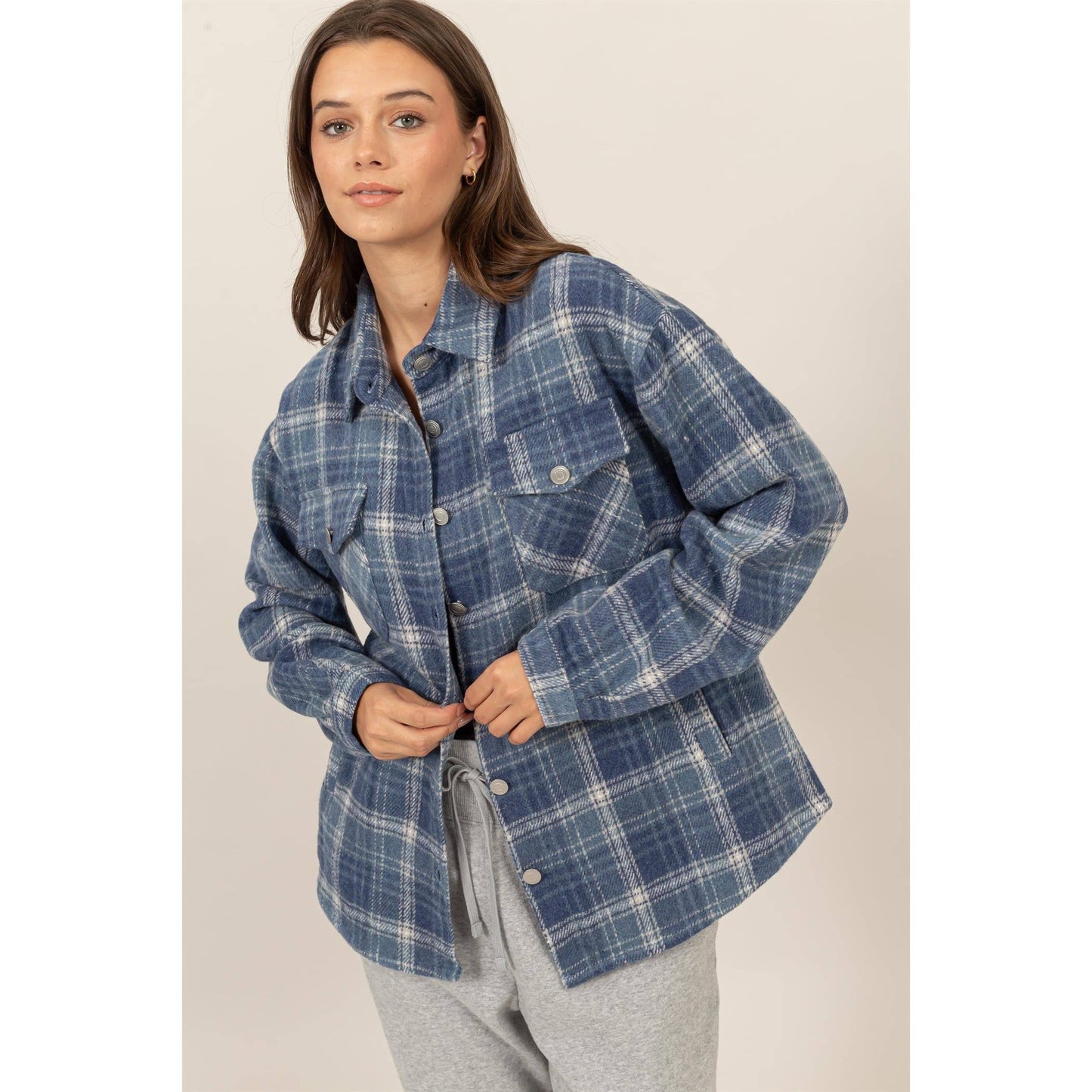 Plaid Shacket With Pockets