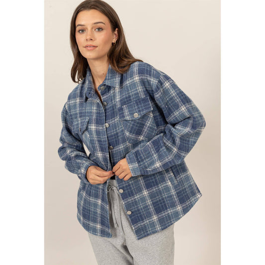 Plaid Shacket With Pockets