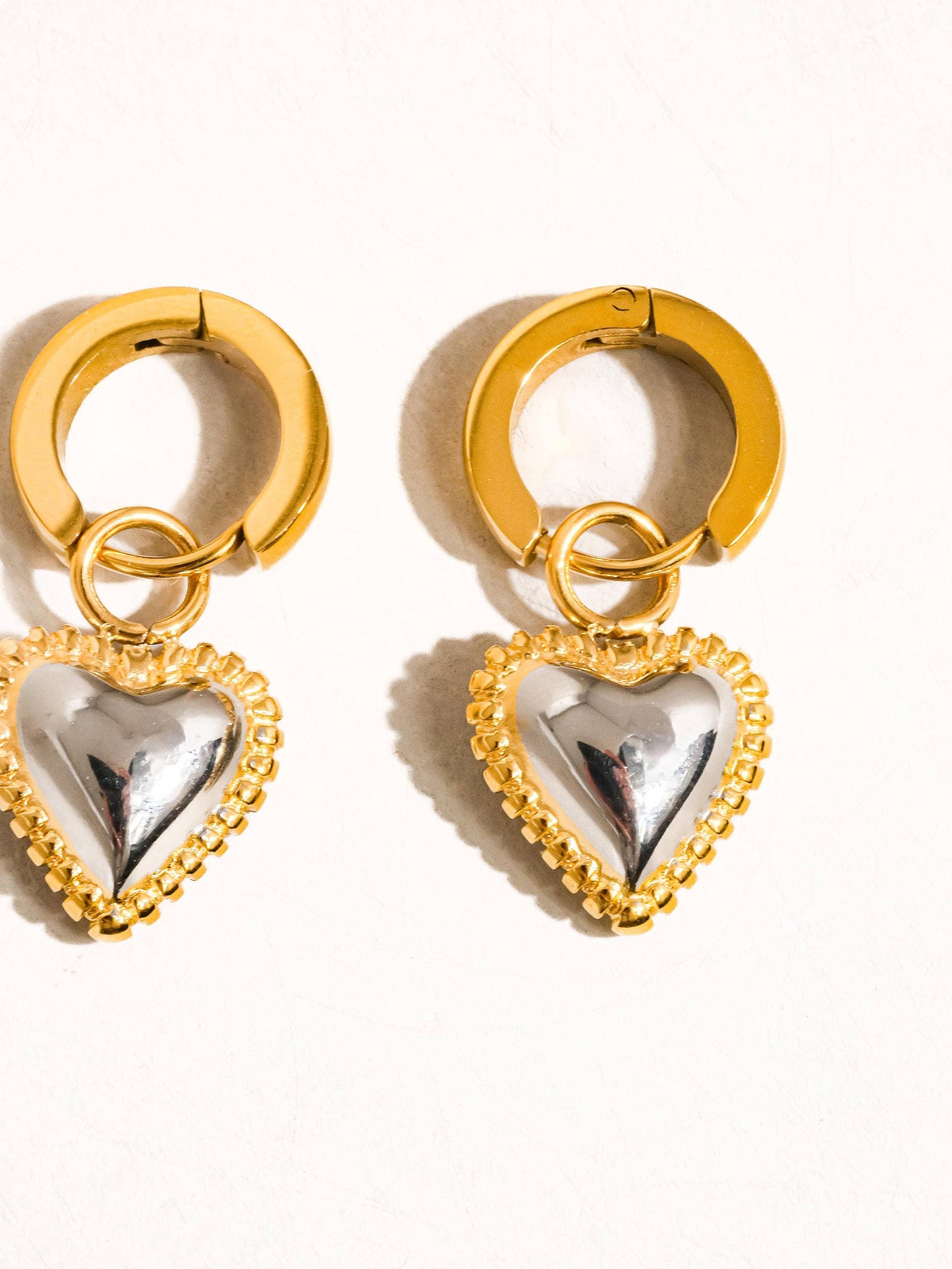 Two Tone Classic Heart Earring